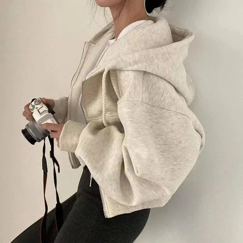 Women's Hoodie Cotton Casual Cropped Silhouette