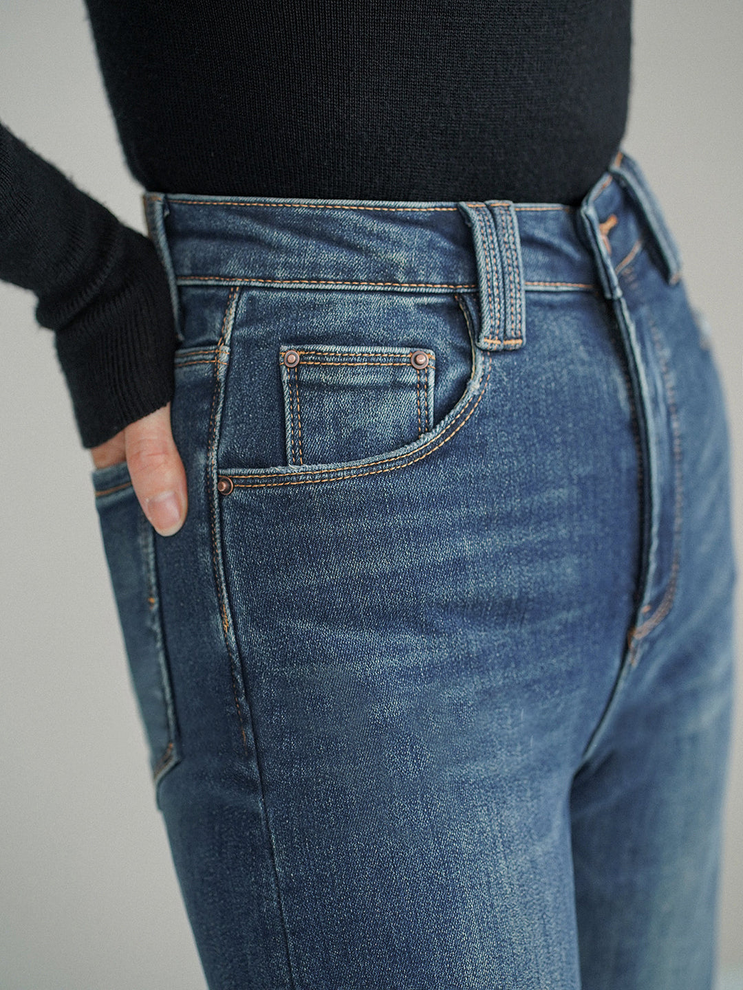 Women's Jeans Mid-Waist Bootcut Denim with Light Stretch