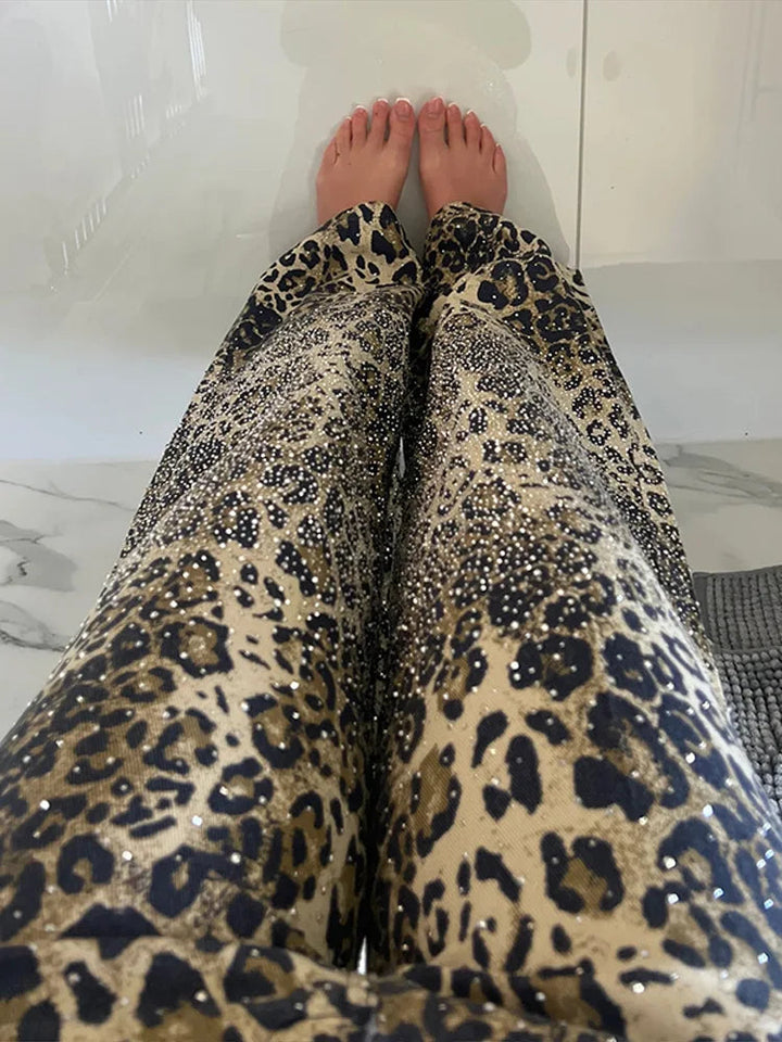 Damenjeans aus Stretchdenim mit Leopardenmuster – Bequeme Passform