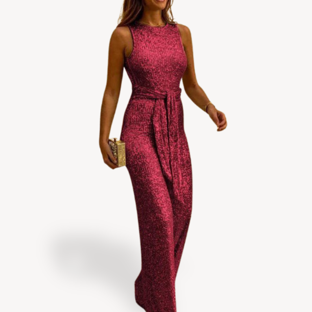 Damen Jumpsuit Pailletten Maxi Stil 4