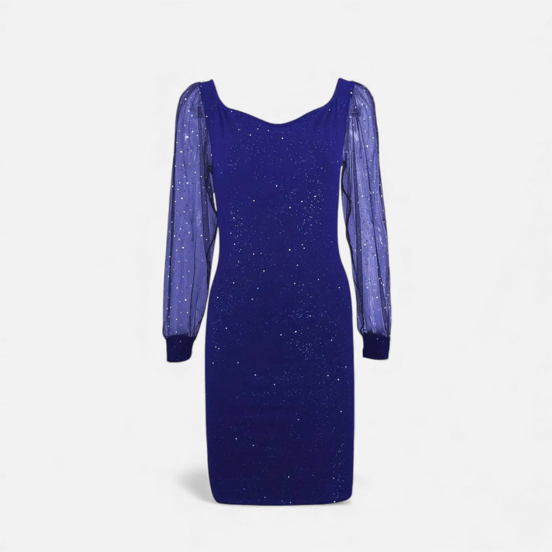 Damen Kleid Pailletten V-Ausschnitt Figurbetont 0