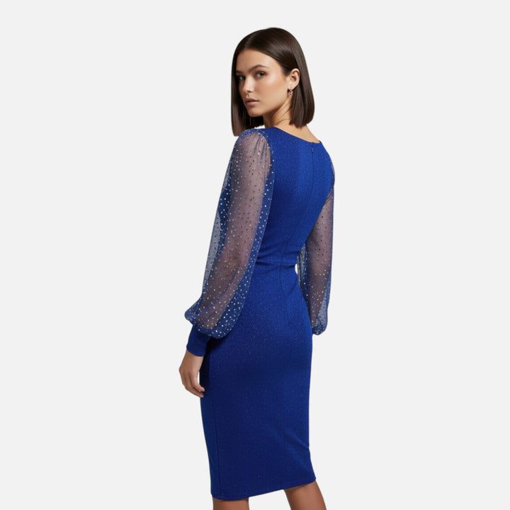 Damen Kleid Pailletten V-Ausschnitt Figurbetont 3