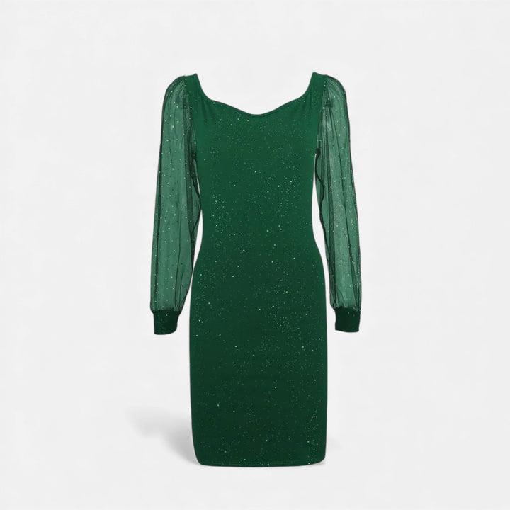 Damen Kleid Pailletten V-Ausschnitt Figurbetont 4