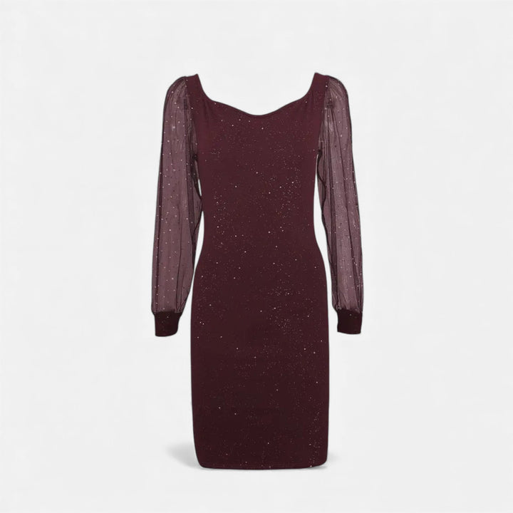 Damen Kleid Pailletten V-Ausschnitt Figurbetont 6