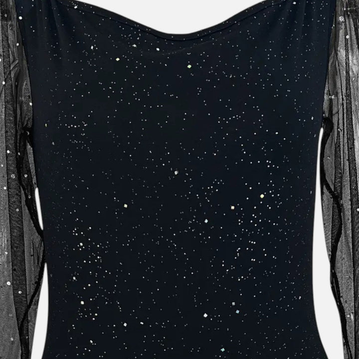Damen Kleid Pailletten V-Ausschnitt Figurbetont 8