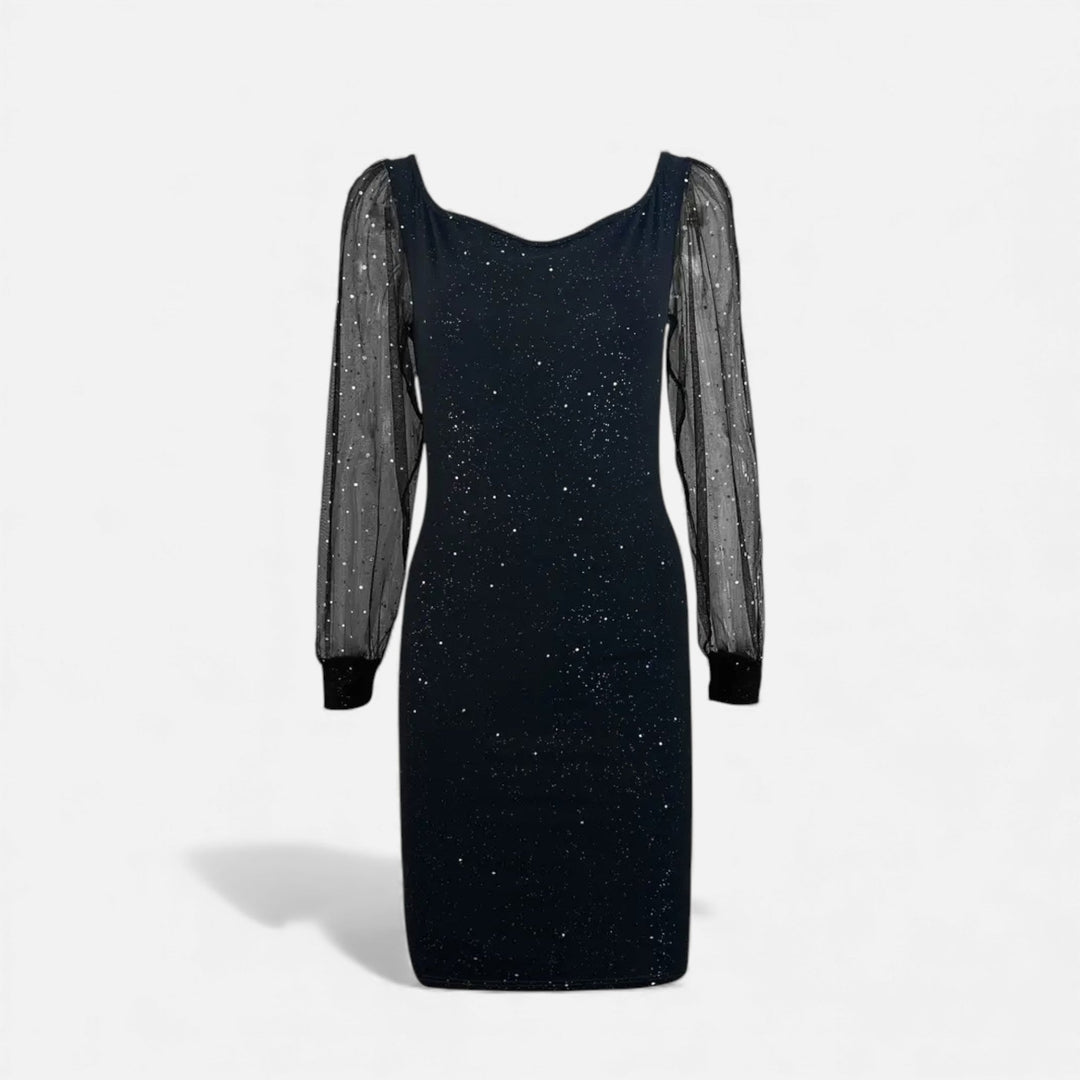 Damen Kleid Pailletten V-Ausschnitt Figurbetont 9