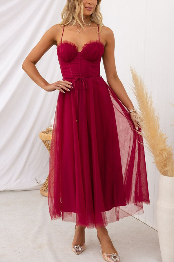 Damen Korsett-Midikleid mit Tüllrock: Glamour für Hochzeitsgäste 4