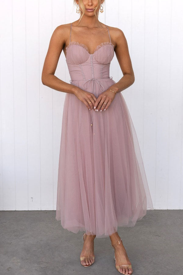 Damen Korsett-Midikleid mit Tüllrock: Glamour für Hochzeitsgäste 5
