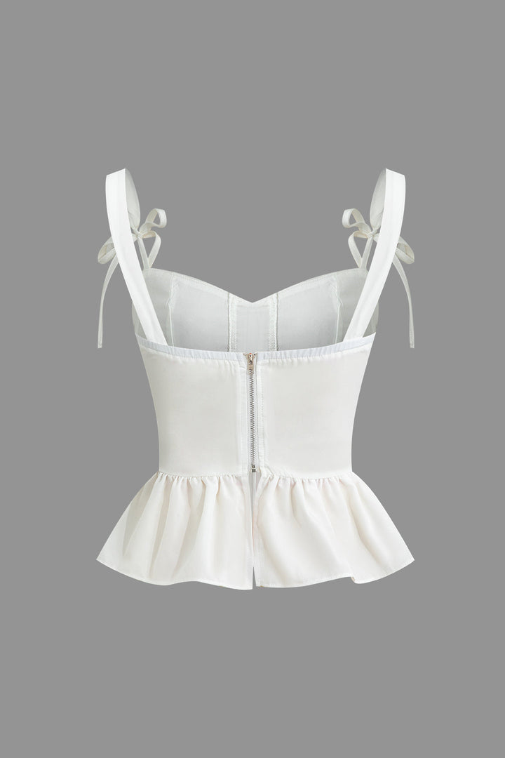 Women's corset top with peplum and tie band