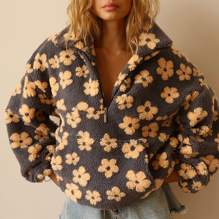 Damen Langarm-Hoodie Mit Blumendetails 0