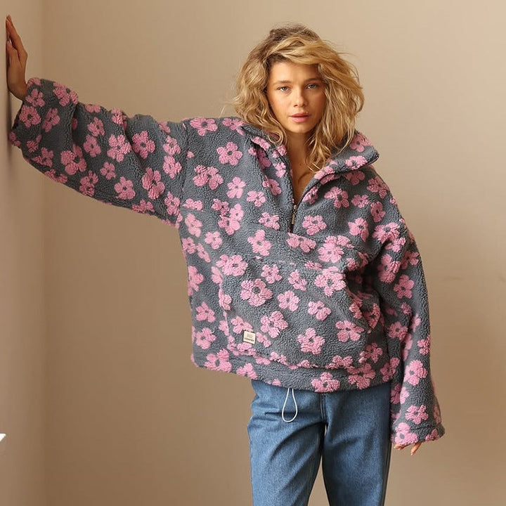 Damen Langarm-Hoodie Mit Blumendetails 2