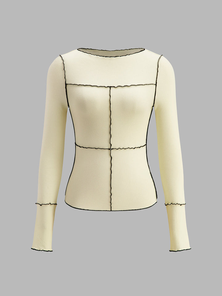 Women's long-sleeve shirt cotton lyocell slim fit with lettuce trim