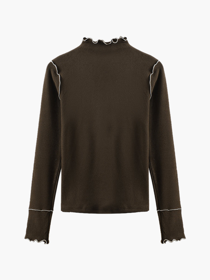Women's long-sleeve shirt polyester high collar slim fit