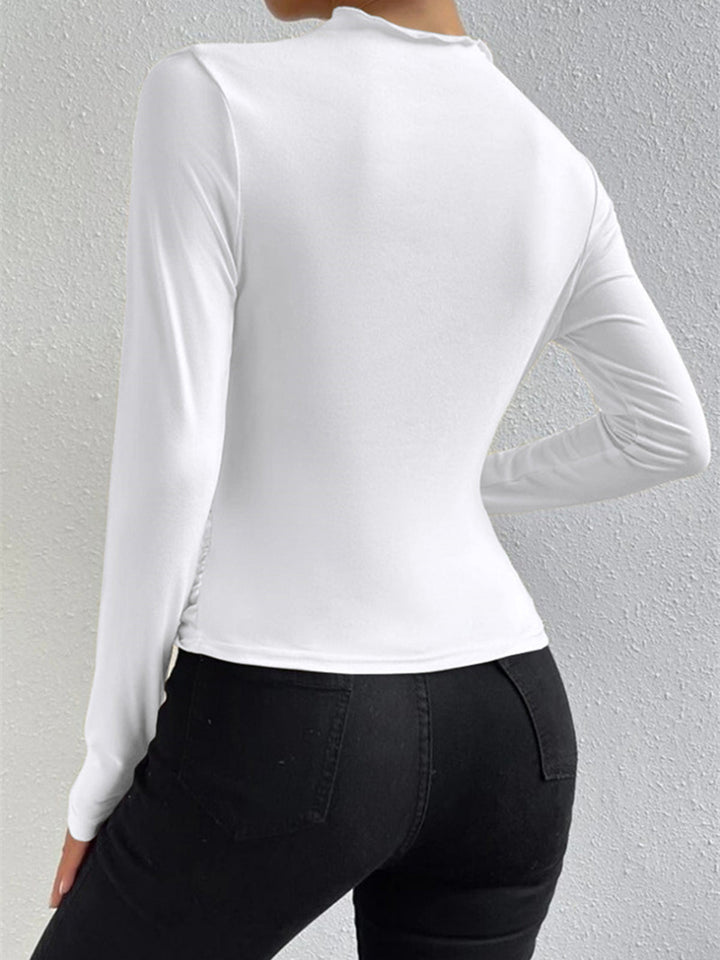 Women's Long Sleeve Shirt Ruching Elegant Longsleeve