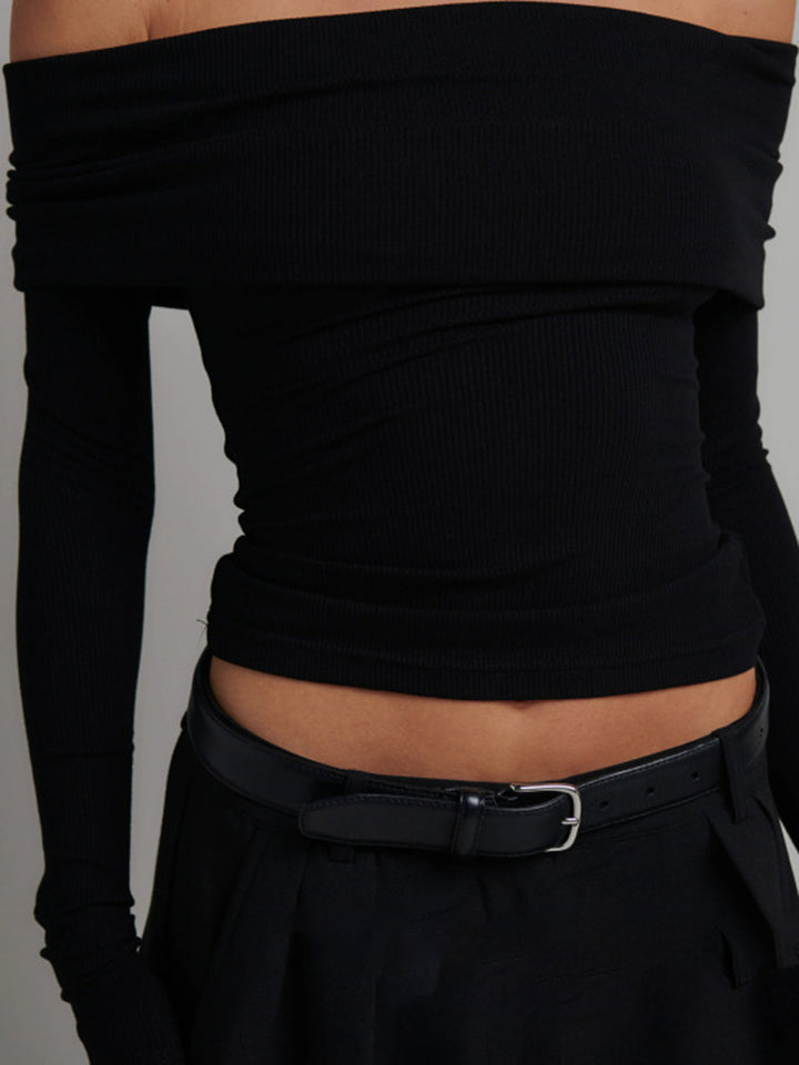 Women's long-sleeve shirt slim fit ribbed