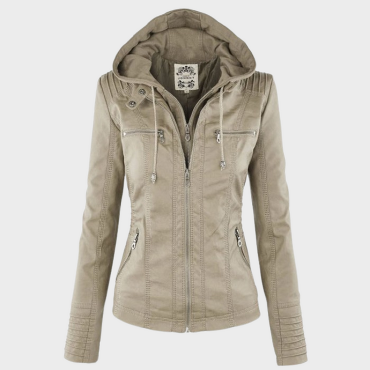 Charlize | Leather hooded jacket