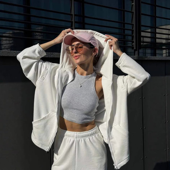 Women's loungewear set with hood and cut-outs