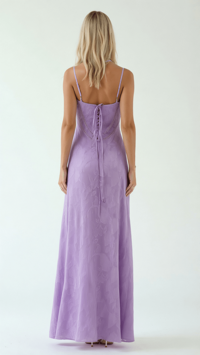 Damen Maxikleid Spitze Elegante Silhouette Blumen-Jacquard Figurbetont 7