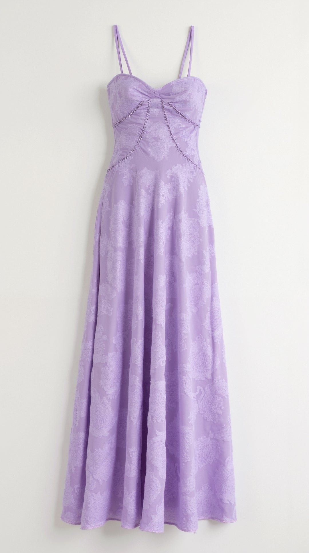 Damen Maxikleid Spitze Elegante Silhouette Blumen-Jacquard Figurbetont 8