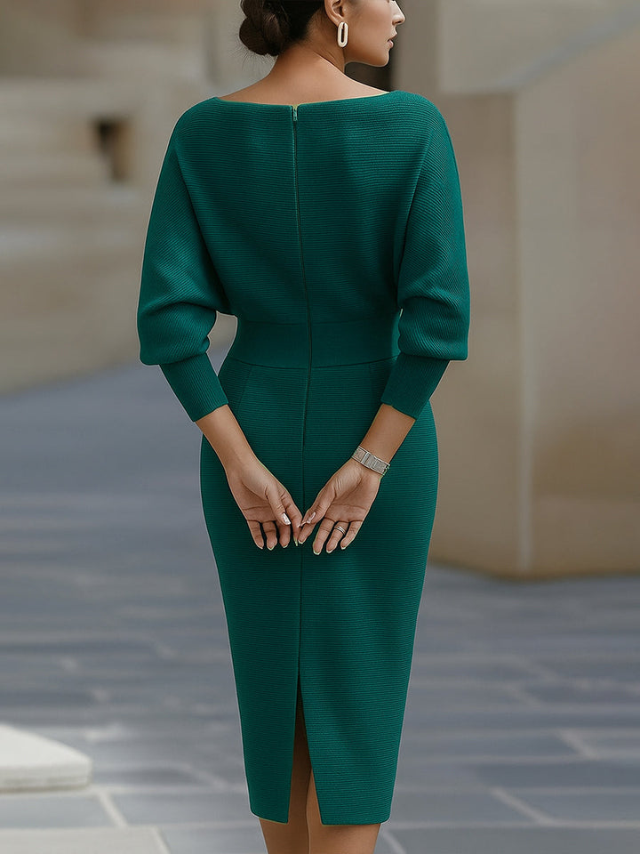 Damen Midi Kleid Drapiert Wasserfall Bleistiftrock Elegantes Kleid für Hochzeitsgast 6