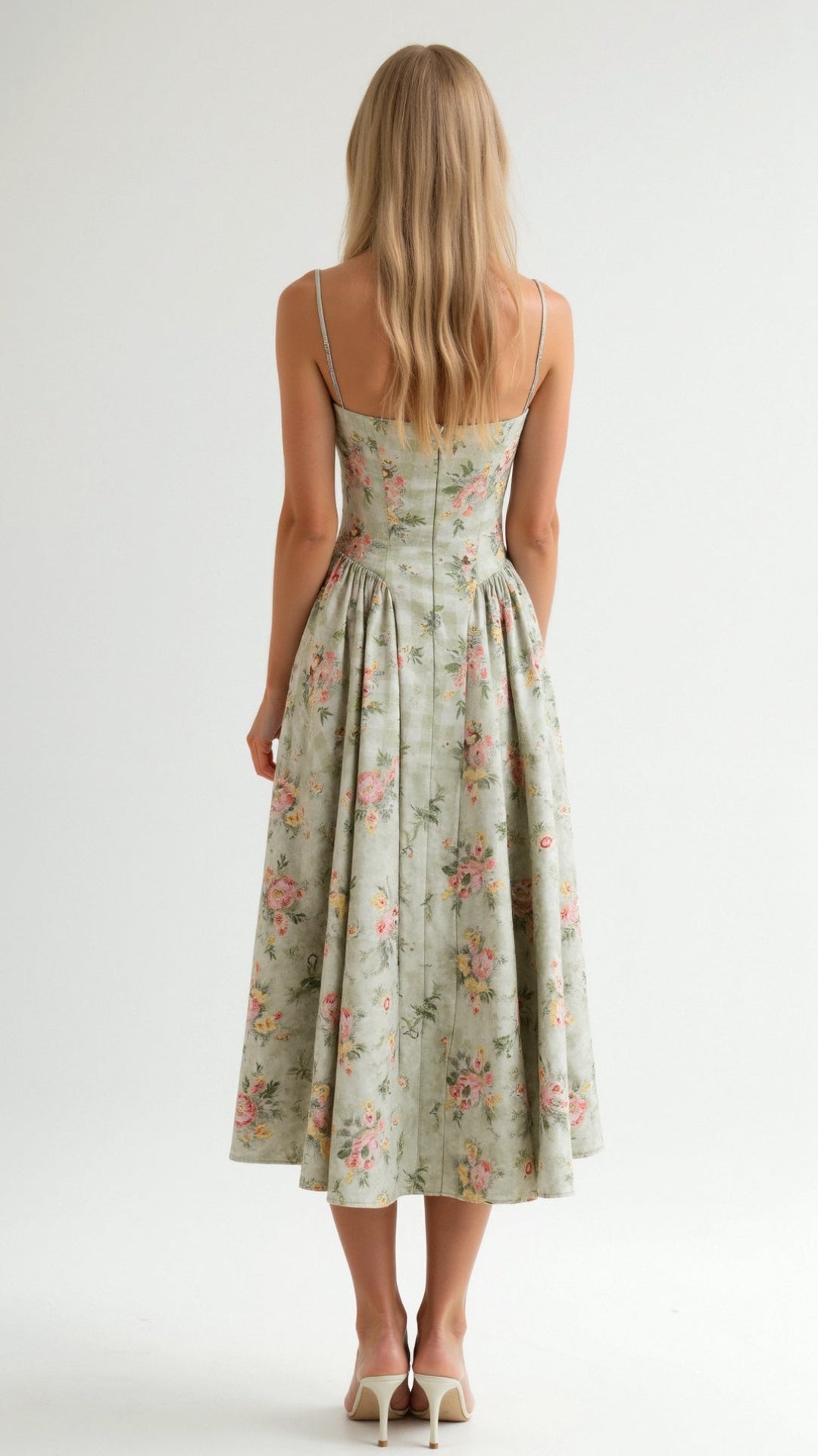 Damen Midikleid Korsett Stil Mit Vintage-Blumendruck – Festliches Kleid Für Hochzeitsgast 1