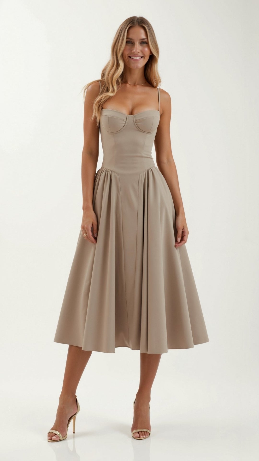 Damen Midikleid Korsett Stil Mit Vintage-Blumendruck – Festliches Kleid Für Hochzeitsgast 10
