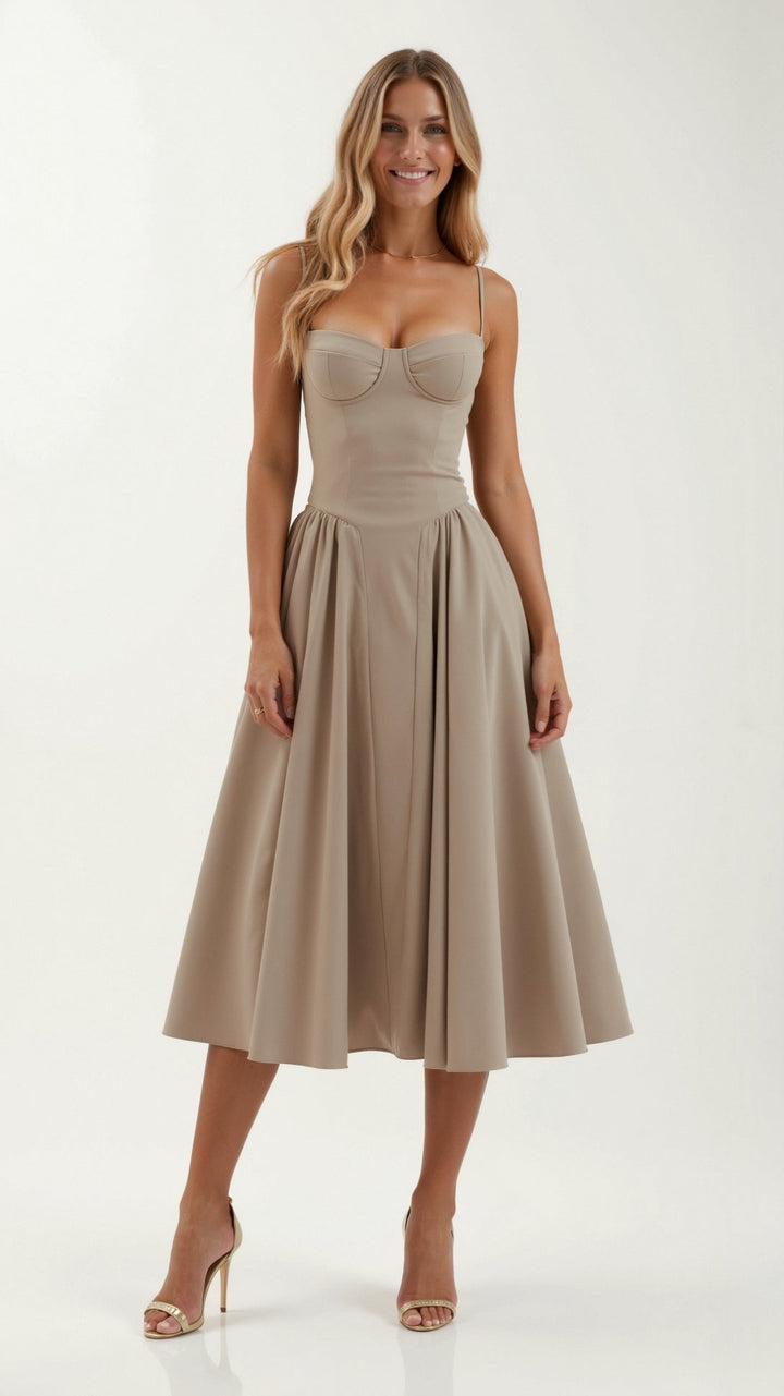 Damen Midikleid Korsett Stil Mit Vintage-Blumendruck – Festliches Kleid Für Hochzeitsgast 10