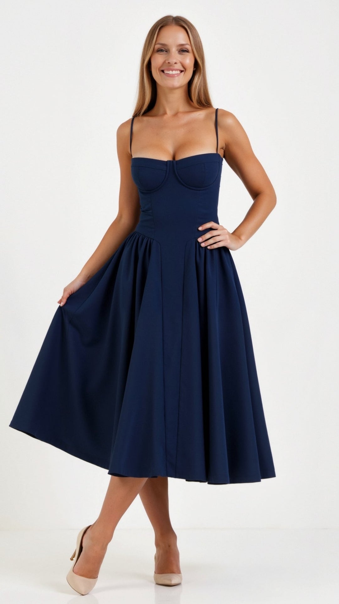 Damen Midikleid Korsett Stil Mit Vintage-Blumendruck – Festliches Kleid Für Hochzeitsgast 12