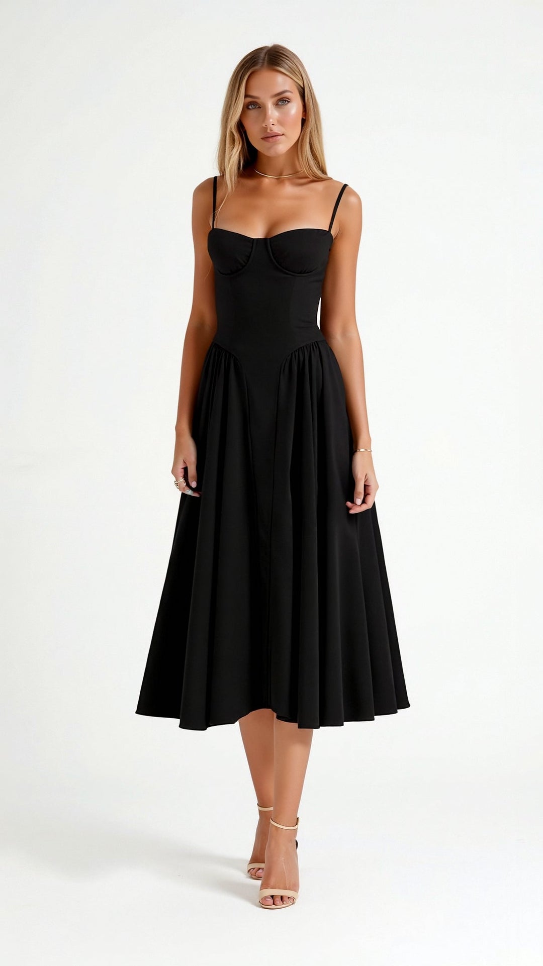 Damen Midikleid Korsett Stil Mit Vintage-Blumendruck – Festliches Kleid Für Hochzeitsgast 3