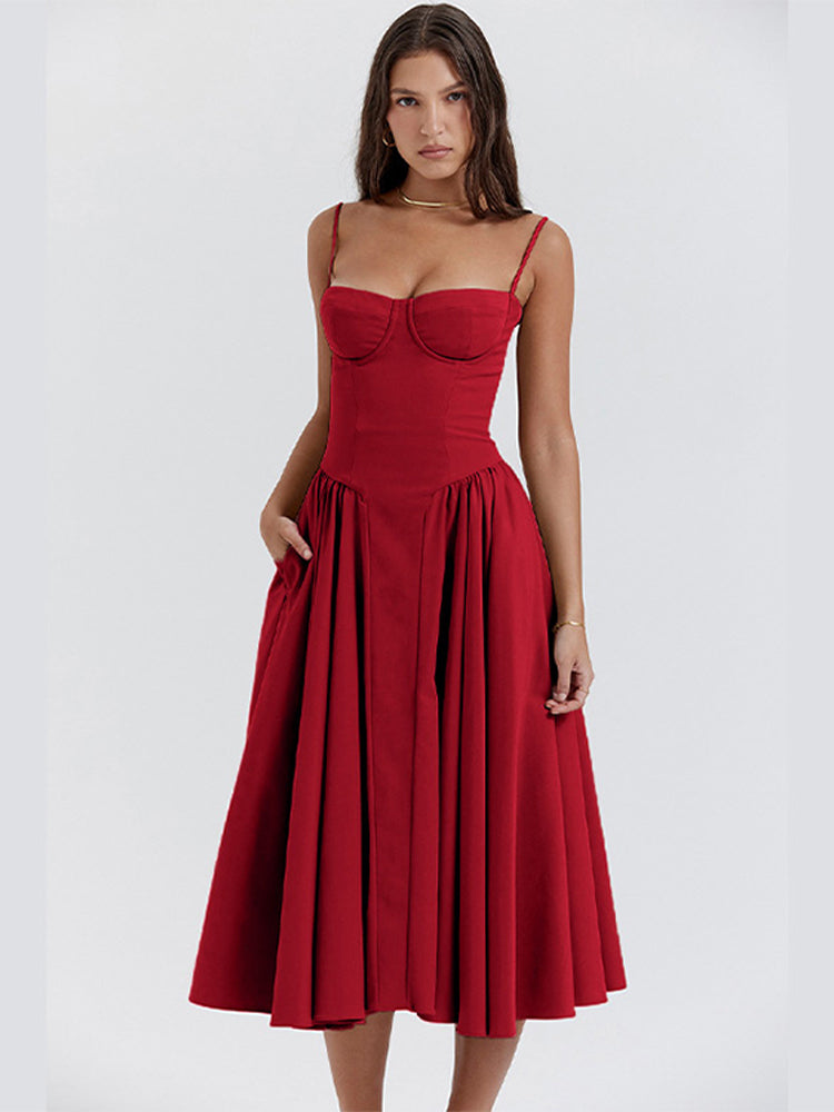 Damen Midikleid mit Herzausschnitt: Eleganz für Hochzeitsgäste 0