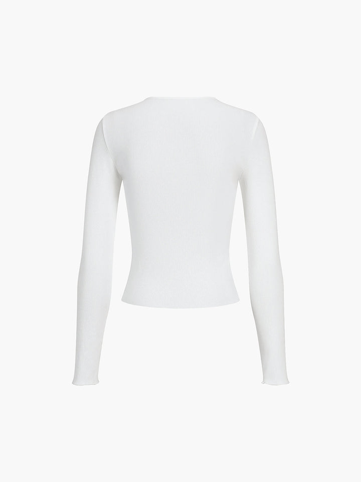 Women's Top Ribbed Fabric Long Sleeve Slim Fit