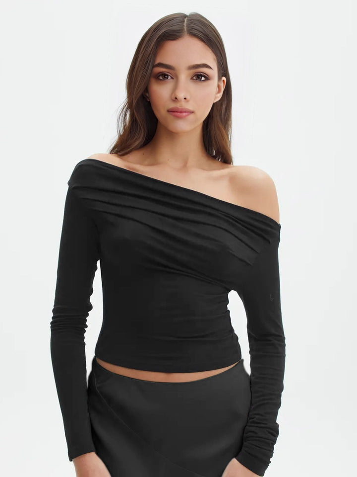 Women's Off-Shoulder Long Sleeve T-Shirt Jersey