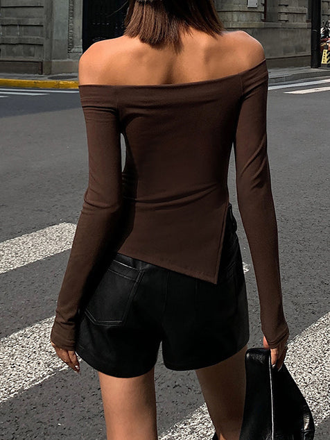 Women's Off-Shoulder Long Sleeve Shirt Jersey