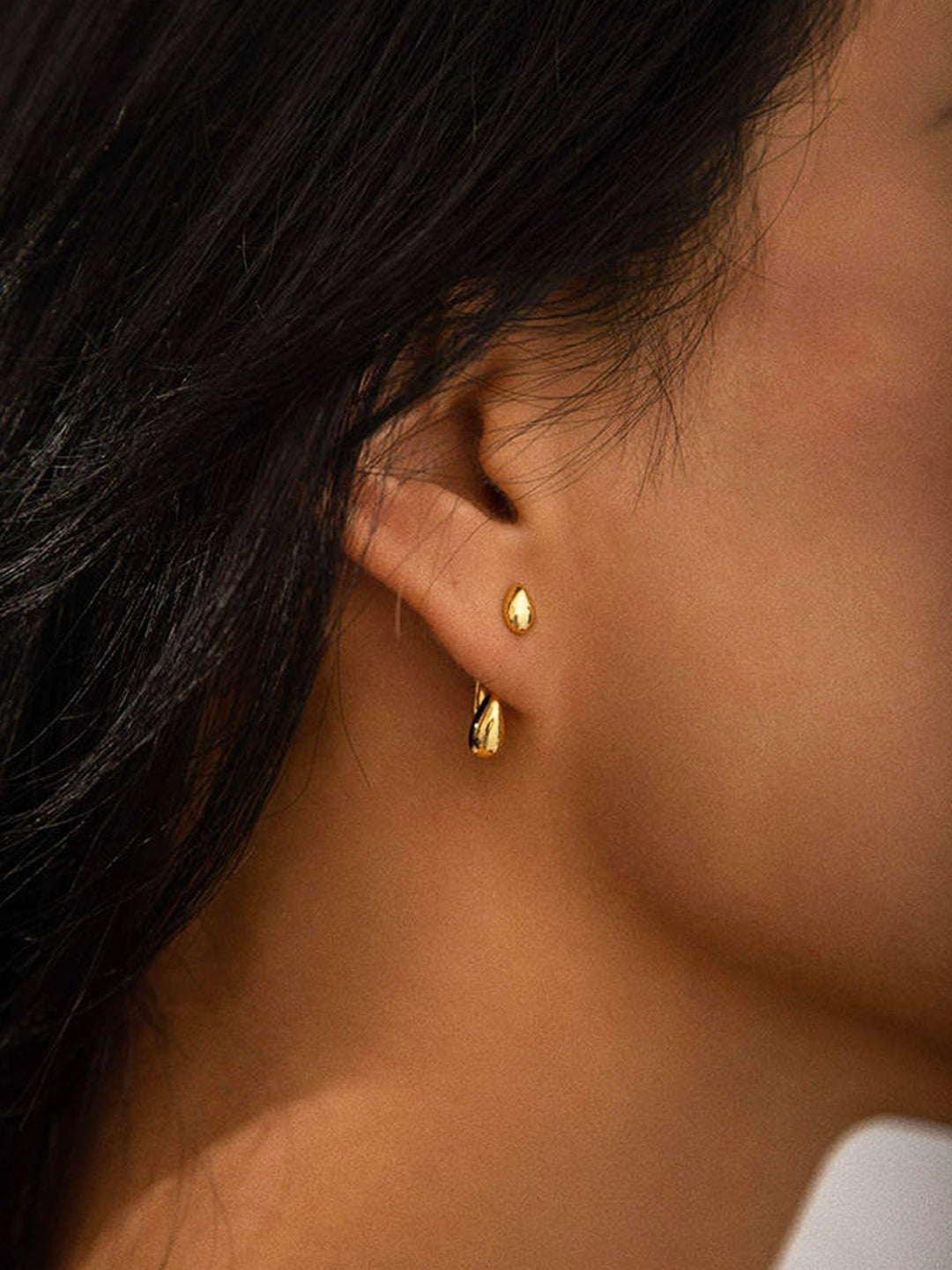 Damen Ohrstecker Titanstahl Elegante Tropfenform 2