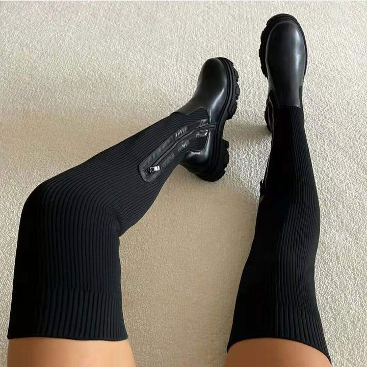 Women's Over-the-Knee Boots Knit Material Modern