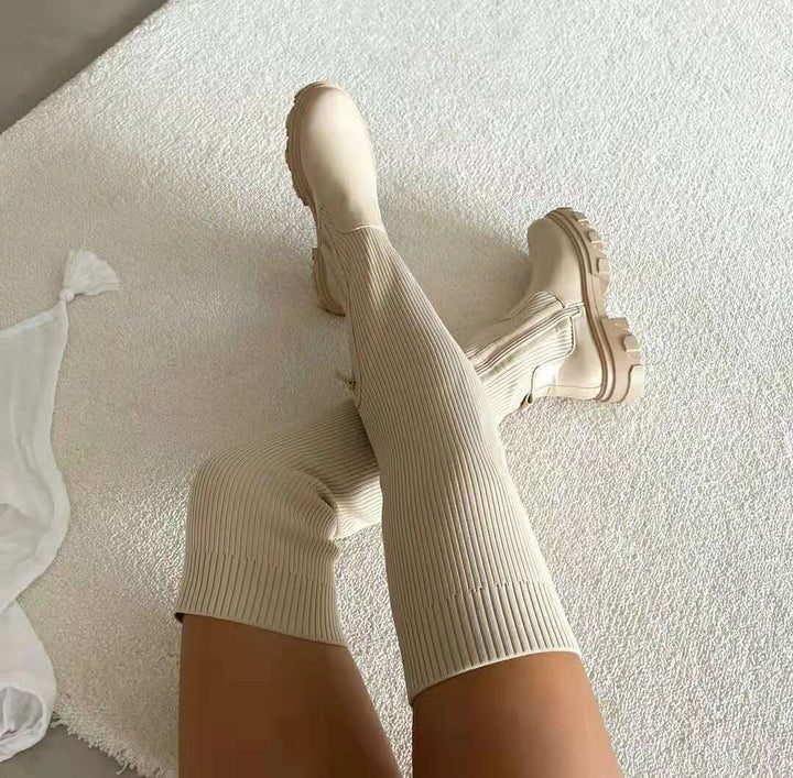 Women's Over-the-Knee Boots Knit Material Modern