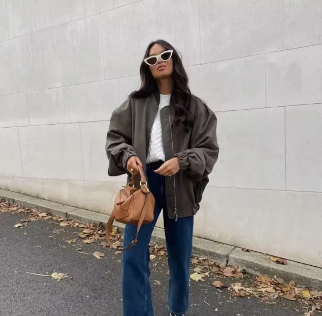Women's Oversized Bomber Jacket Light Trendy