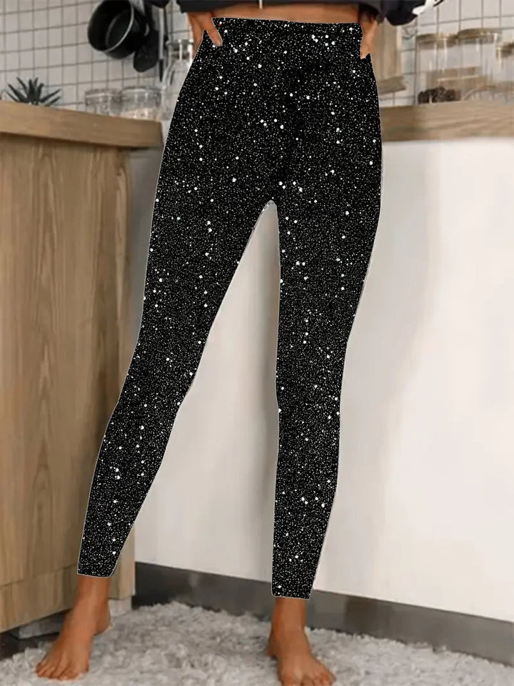 Damen Paillettenhose Lang Schmal Geschnitten 1