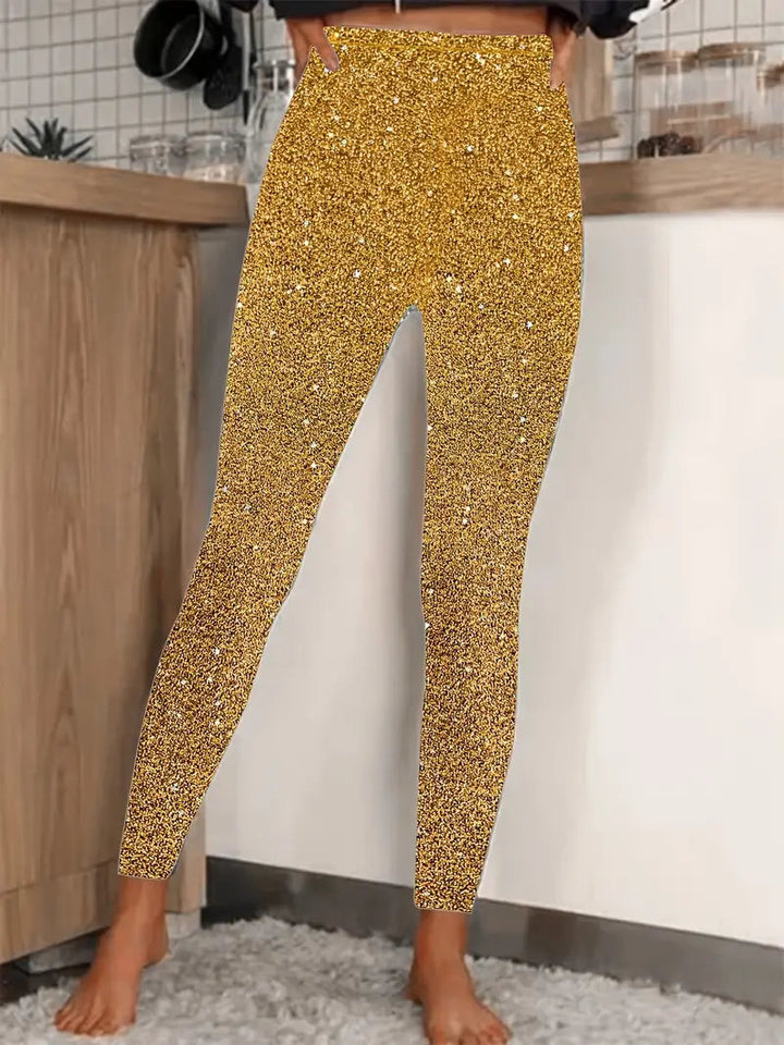 Damen Paillettenhose Lang Schmal Geschnitten 2