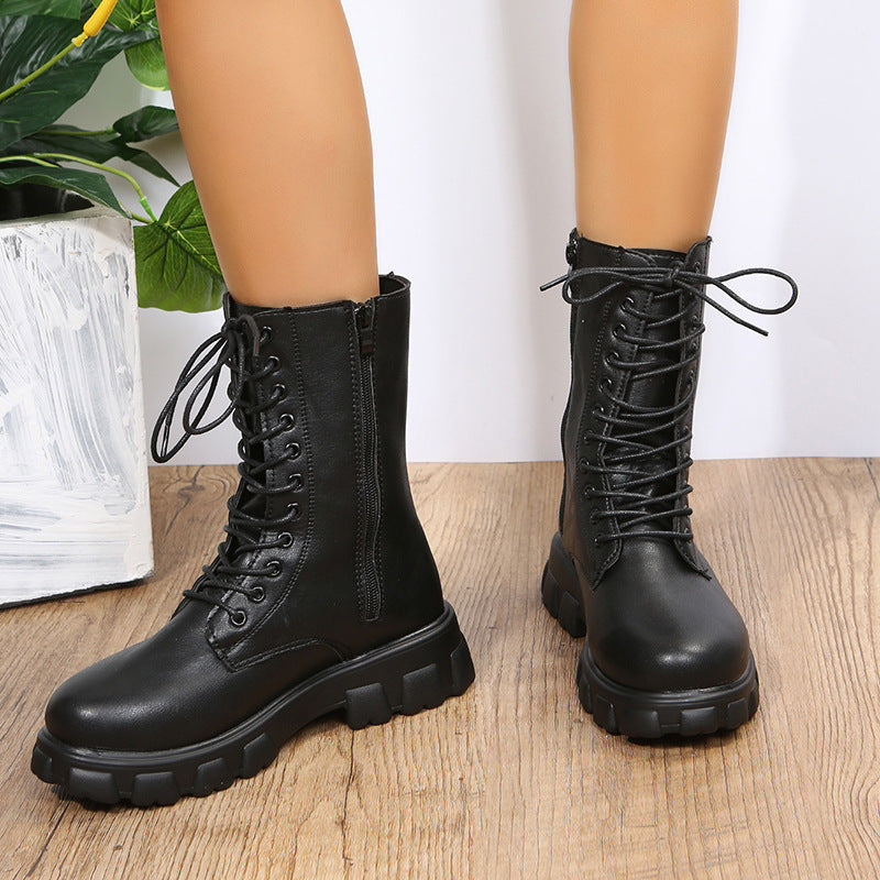Damen Plateau Schuhe Dirndl Stil mit Blockabsatz und Robuster Plateausohle