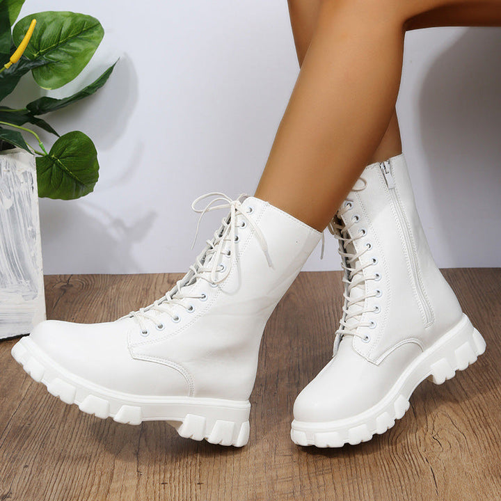 Damen Plateau Schuhe Dirndl Stil mit Blockabsatz und Robuster Plateausohle