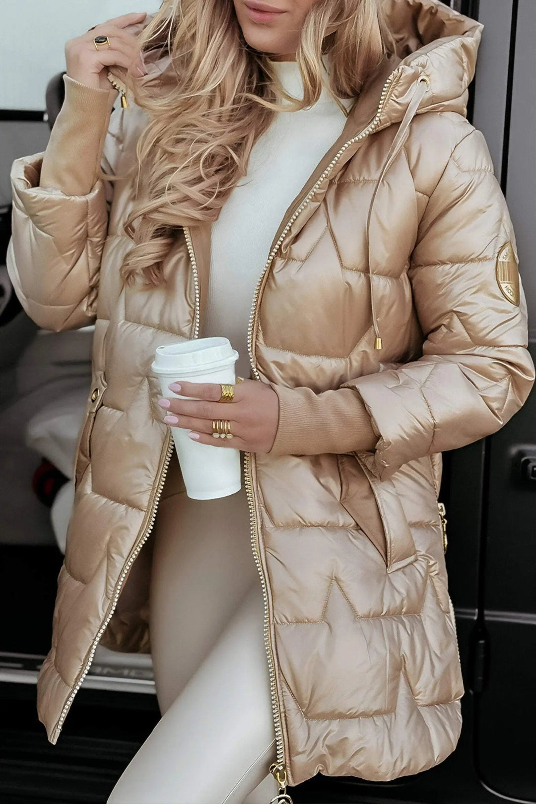 Women's cotton puffer jacket with hood – stylish jacket for women