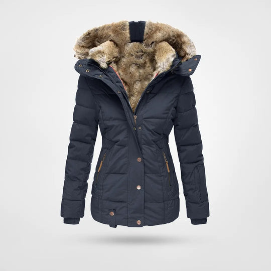 Women's puffer jacket with hood warm