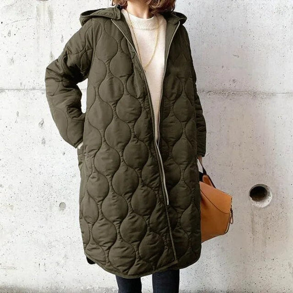 Women's puffer jacket with hood warm and stylish