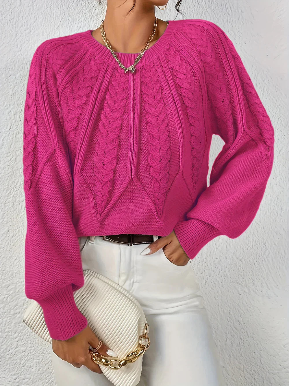 Women's Sweater Cotton Cable Knit Casual