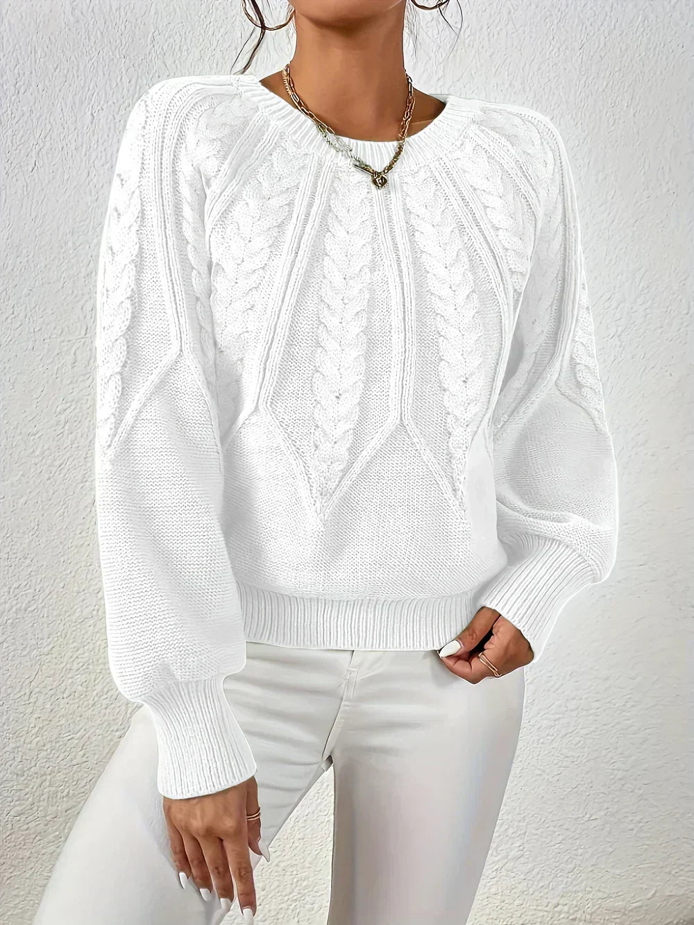 Women's Sweater Cotton Cable Knit Casual