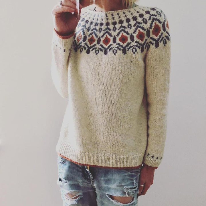Women's Sweater Chunky Knit Geometric Pattern Warmth
