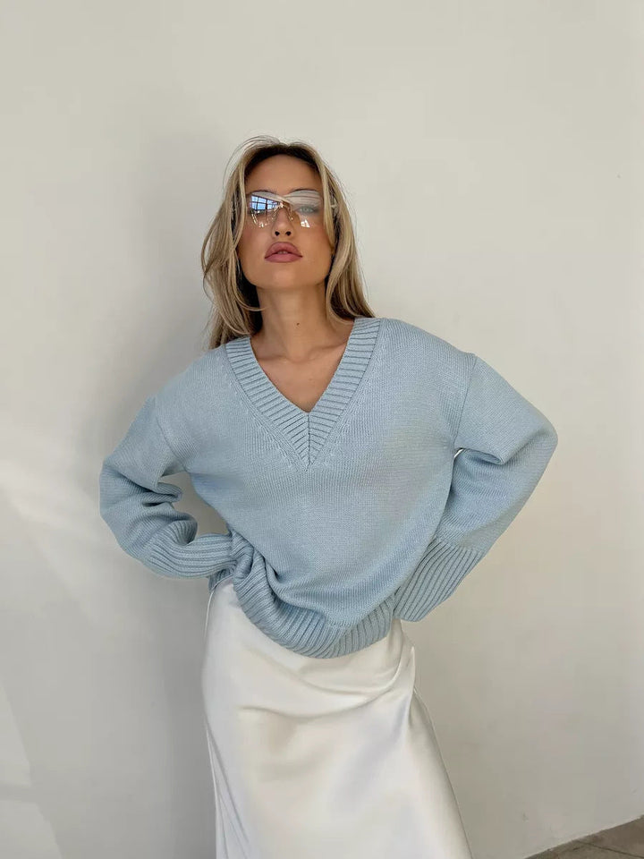 Women's Sweater V-Neck Cotton Casual