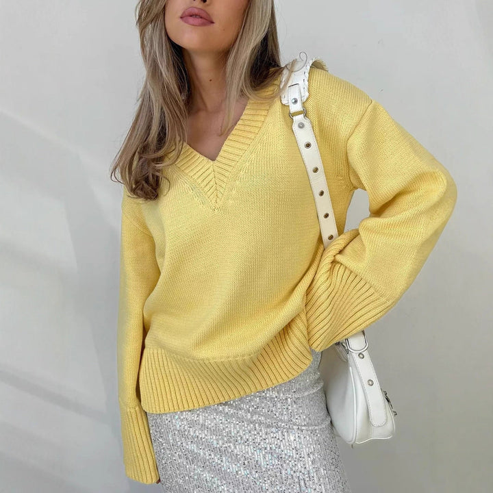 Women's Sweater V-Neck Cotton Casual