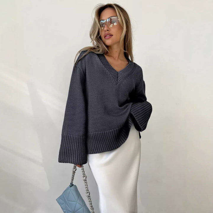 Women's Sweater V-Neck Cotton Casual